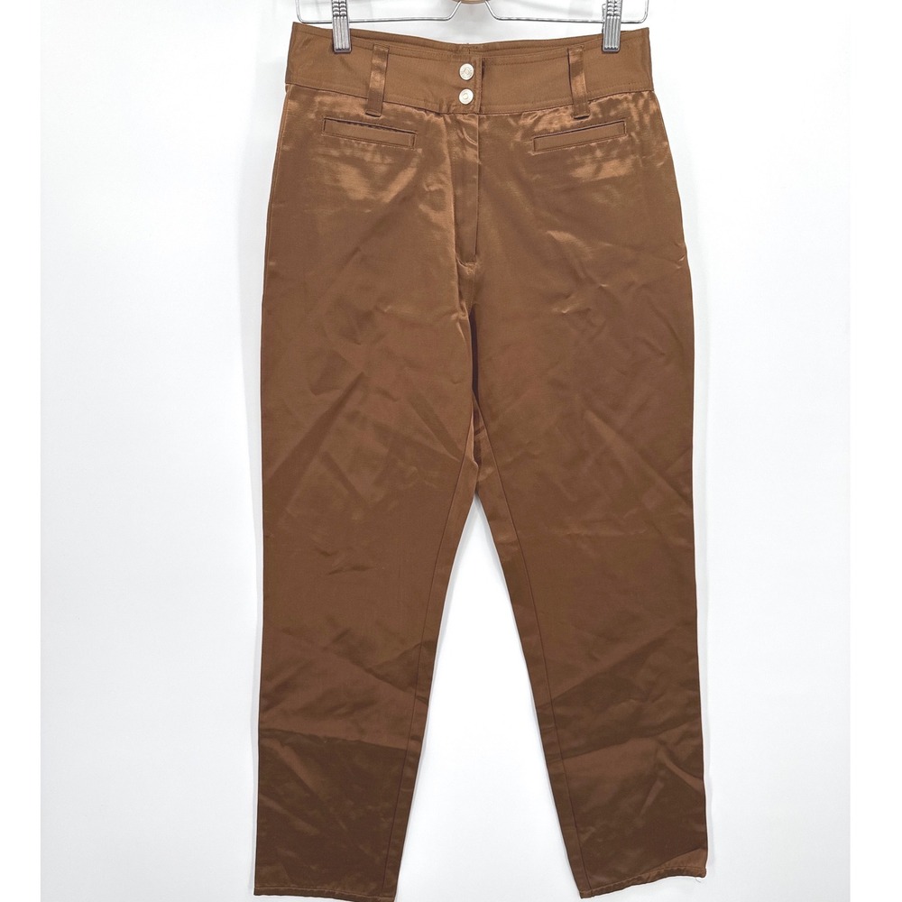 Express Bleus Womens Pants Size 8 Brown Satin Vintage‎ Old Money Luxury